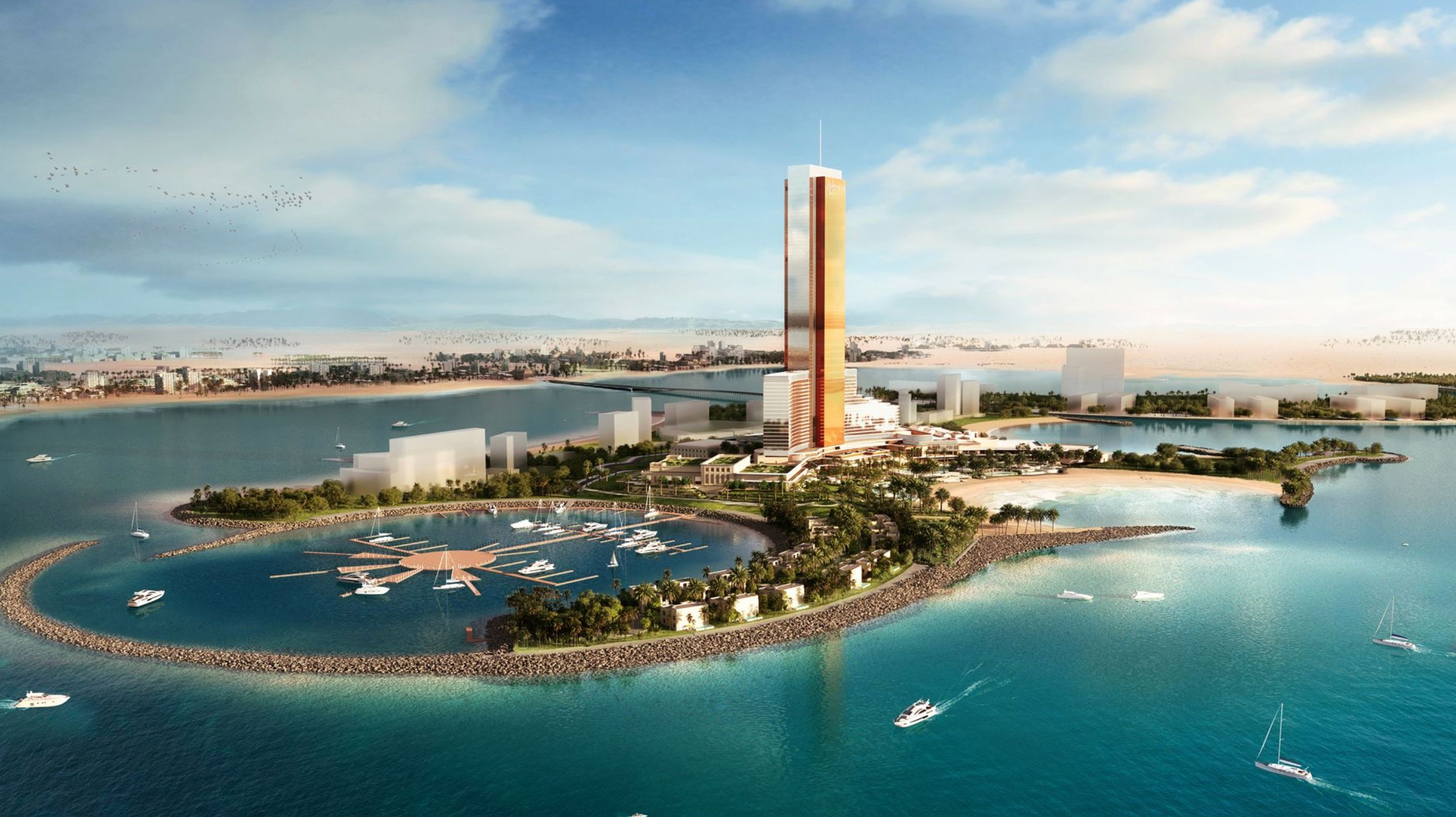 Wynn Casino Resort - UAE's first integrated luxury casino destination with iconic golden tower and marina